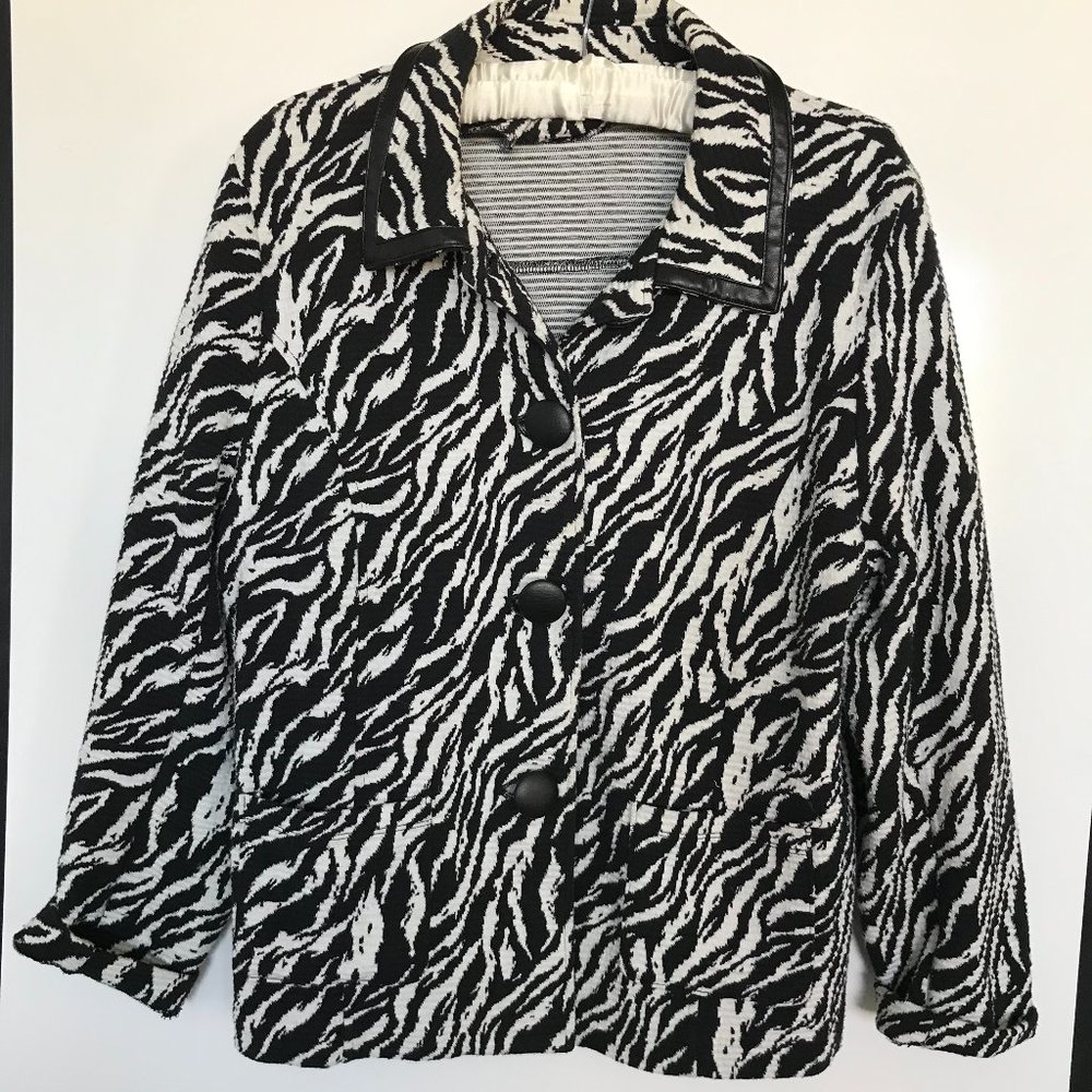 JM Collection Zebra Print Jacket Size XL